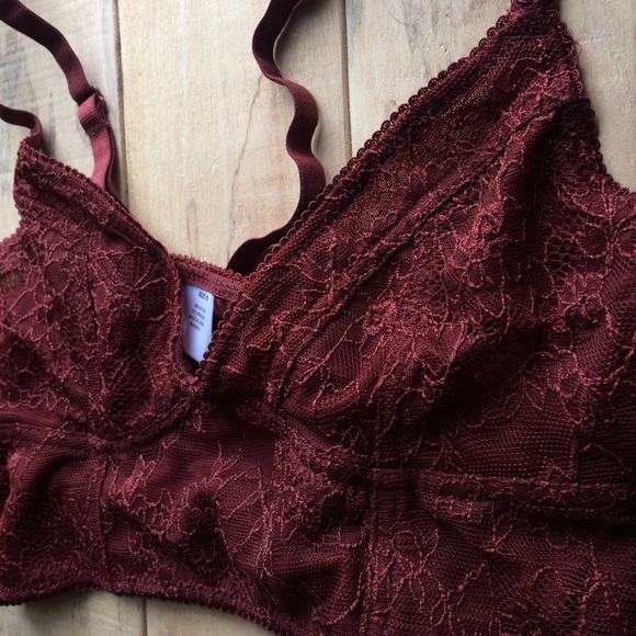 NWOT Sexy Wine Dark Rust Colored Lace Bralette - Picture 2 of 5